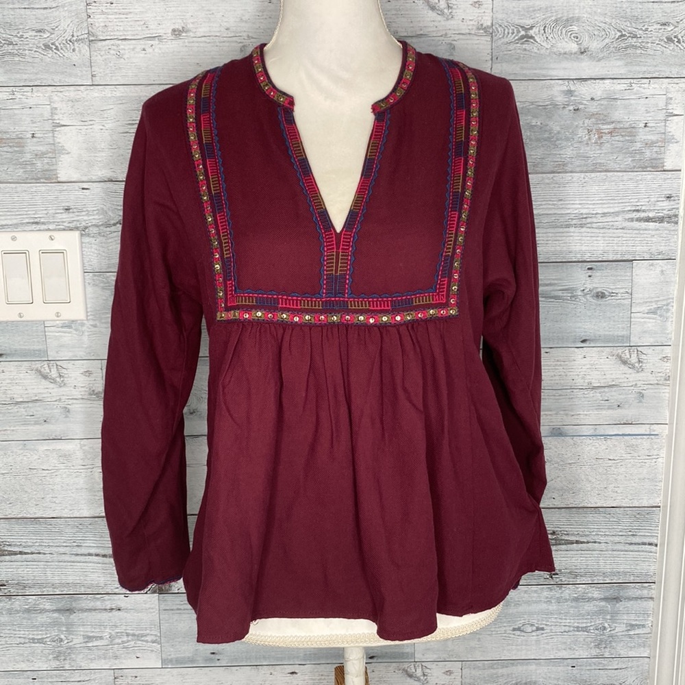 MADEWELL EMBROIDERED BOHÈME BOHO PEASANT POPOVER TOP - Picture 5 of 10